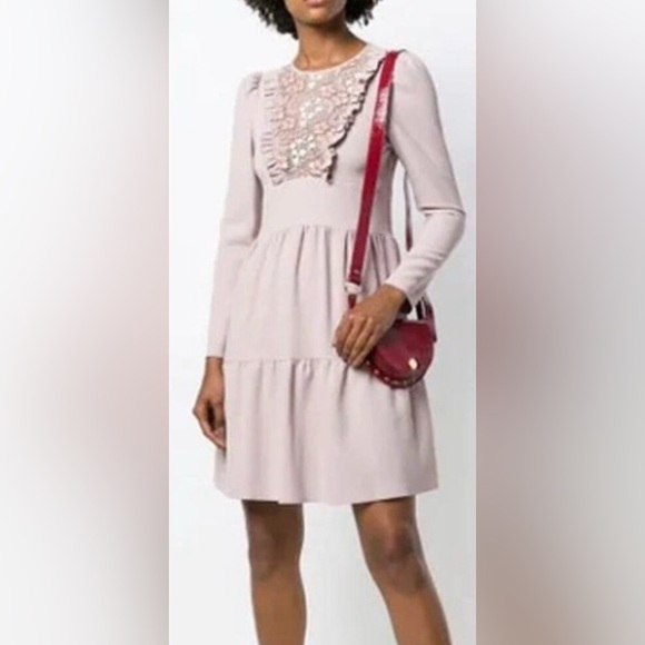 See By Chloe Blush Pink Long Sleeve Dress with Lace sz 38 4/6 - Picture 16 of 16